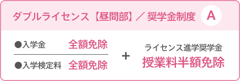 ダブルライセンス【昼間部】奨学金制度A