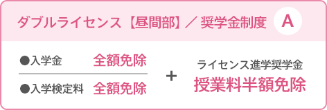 ダブルライセンス【昼間部】奨学金制度A